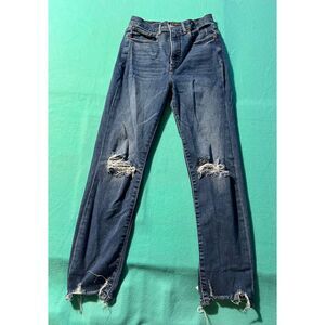 Women Express‎ High Rise Distressed Ripped Ankle Legging Skinny Jeans Size 6